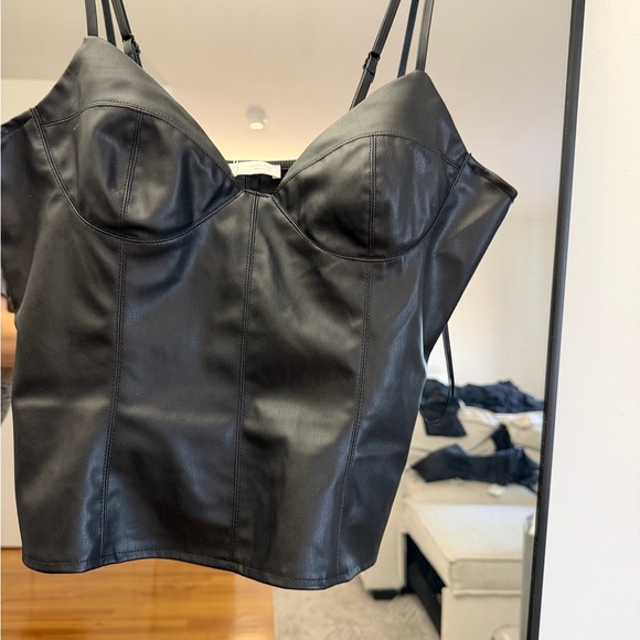 Zara Black Faux Leather Corset Top - Picture 2 of 4